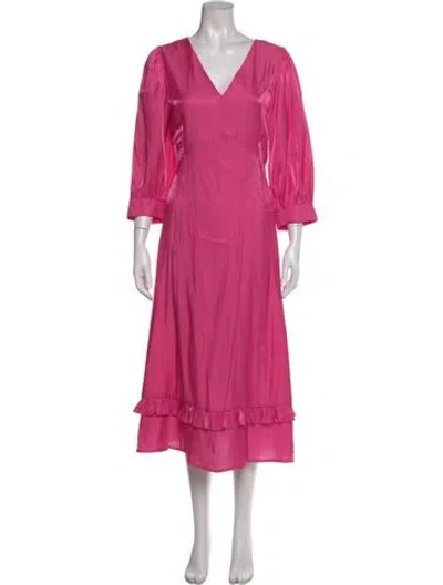 Pre-owned No. 6 Store V-neck Midi Length Dress In Pink