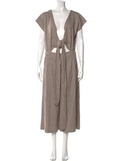 Pre-owned No. 6 Store Wool Plunge Neckline Jumpsuit In Neutral