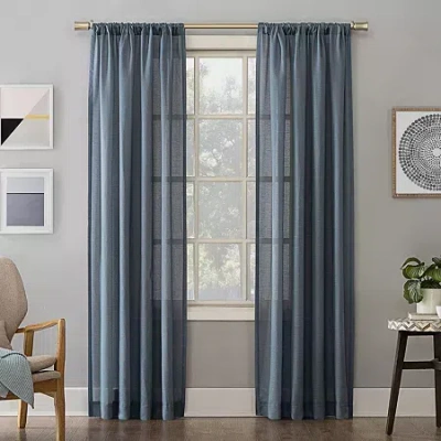 No. 918 Amalfi Rod Pocket Sheer Single Curtain Panel In Blue
