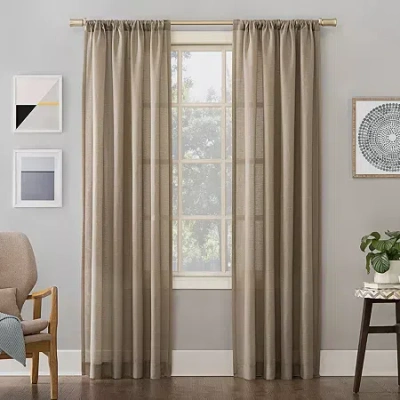 No. 918 Amalfi Rod Pocket Sheer Single Curtain Panel In Sand