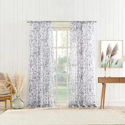 No. 918 Ambree Rod Pocket Sheer Single Curtain Panel In Black