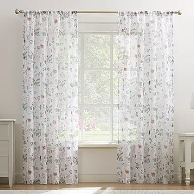 No. 918 Anya Floral Puff Print Sheer Rod Pocket Sheer Single Curtain Panel In Pink