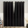 No. 918 Brandon Magnetic Closure Grommet Top Light-filtering Set Of 2 Curtain Panel In Black