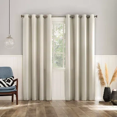 No. 918 Brandon Magnetic Closure Grommet Top Light-filtering Set Of 2 Curtain Panel In White