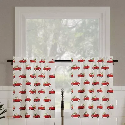 No. 918 Christmas Truck Rod Pocket Valance In Multi