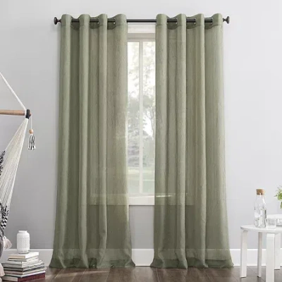 No. 918 Erica Grommet Top Sheer Single Curtain Panel In Gray