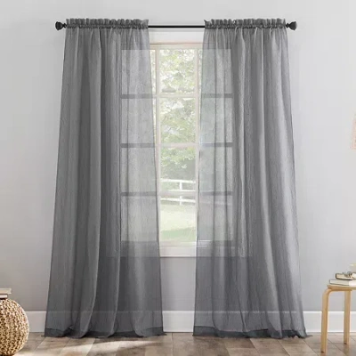 No. 918 Erica Rod Pocket Sheer Single Curtain Panel In Black