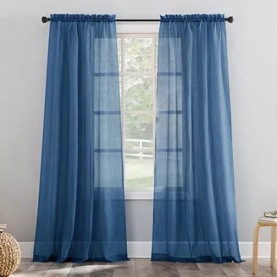 No. 918 Erica Rod Pocket Sheer Single Curtain Panel In Blue