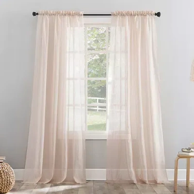No. 918 Erica Rod Pocket Sheer Single Curtain Panel In Pink