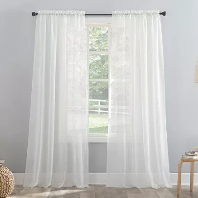No. 918 Erica Rod Pocket Sheer Single Curtain Panel In White