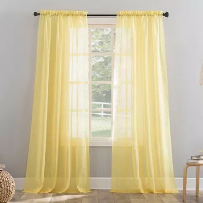 No. 918 Erica Rod Pocket Sheer Single Curtain Panel In Yellow
