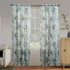 No. 918 Fiona Foliage Print Crushed Voile Rod Pocket Light-filtering Single Curtain Panel In White