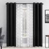 No. 918 Harmon Embroidered Grommet Top Light-filtering Set Of 4 Curtain Panel In Black