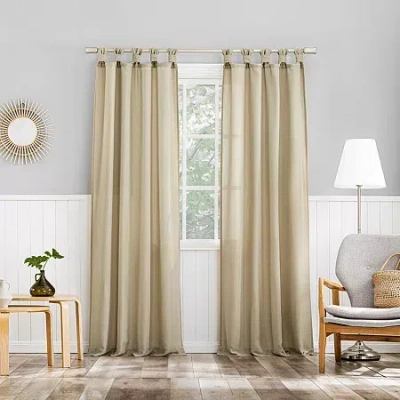 No. 918 Hathaway Tab Top Sheer Single Curtain Panel In Sand