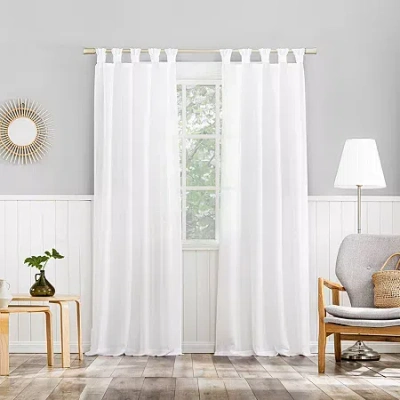 No. 918 Hathaway Tab Top Sheer Single Curtain Panel In White