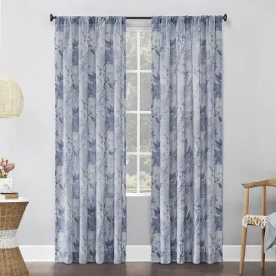 No. 918 Hilary Rod Pocket Sheer Single Curtain Panel In Blue