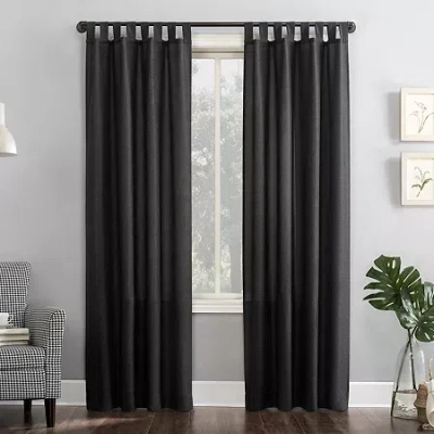 No. 918 Jacob Tab Top Sheer Single Curtain Panel In Black
