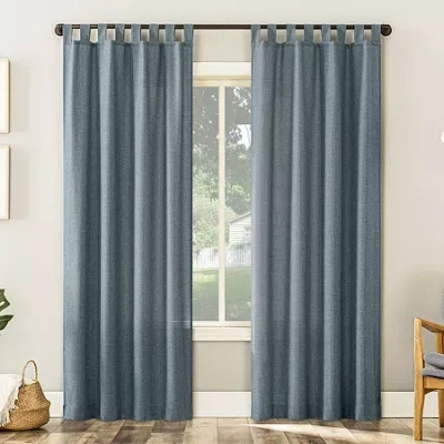 No. 918 Jacob Tab Top Sheer Single Curtain Panel In Blue