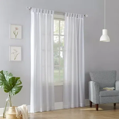 No. 918 Jacob Tab Top Sheer Single Curtain Panel In White