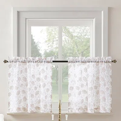 No. 918 Jacqueline Tonal Floral Puff Print 2-pc. Rod Pocket Window Tier In Pink