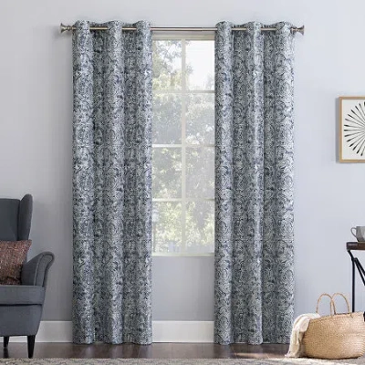 No. 918 Kenji Grommet Top Energy Saving Sheer Single Curtain Panel In Blue