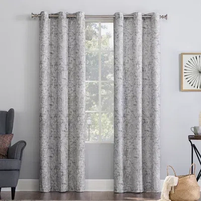 No. 918 Kenji Grommet Top Energy Saving Sheer Single Curtain Panel In Gray