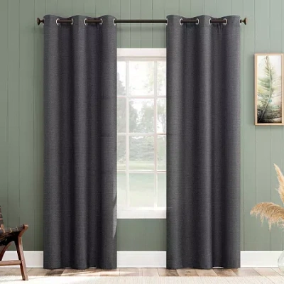 No. 918 Landon Textured Grommet Top Light-filtering Single Curtain Panel In Gray