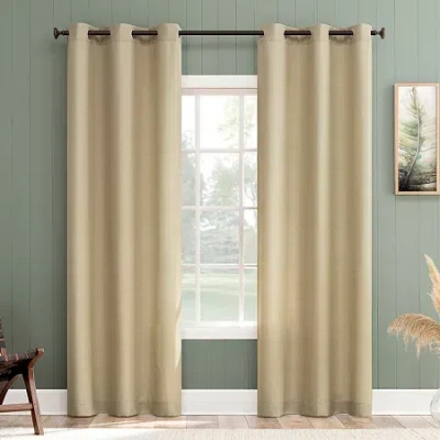 No. 918 Landon Textured Grommet Top Light-filtering Single Curtain Panel In Sand