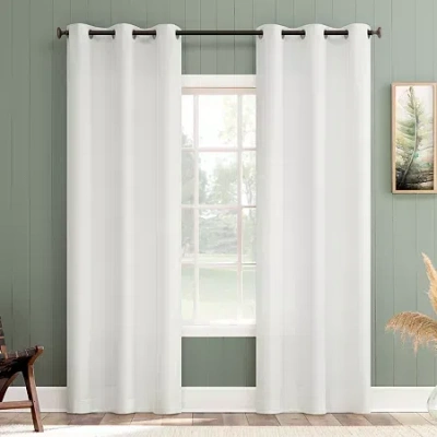 No. 918 Landon Textured Grommet Top Light-filtering Single Curtain Panel In White