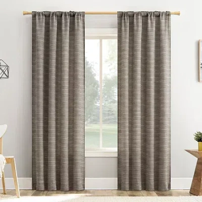 No. 918 Laurel Space Dyed Textured Back Tab Light-filtering Single Curtain Panel In Brown