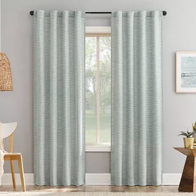 No. 918 Laurel Space Dyed Textured Back Tab Light-filtering Single Curtain Panel In Gray