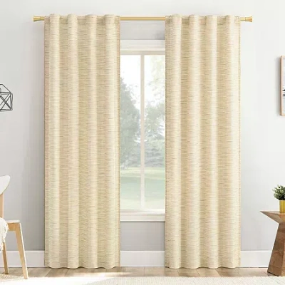 No. 918 Laurel Space Dyed Textured Back Tab Light-filtering Single Curtain Panel In Sand