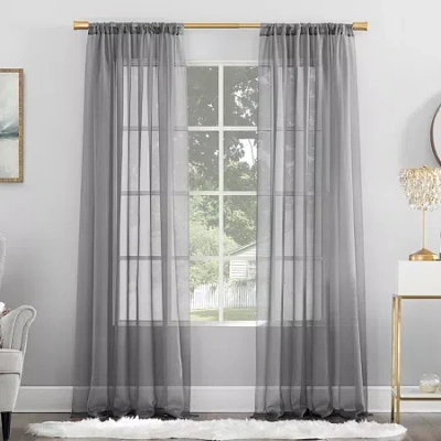 No. 918 Mallory Rod Pocket Sheer Single Curtain Panel In Gray