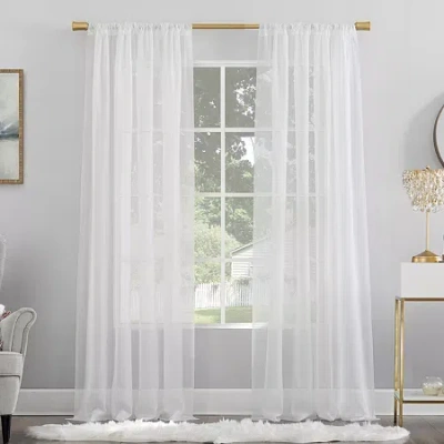 No. 918 Mallory Rod Pocket Sheer Single Curtain Panel In White