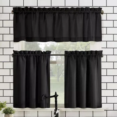 No. 918 Martine 3-pc. Rod Pocket Window Tier In Black