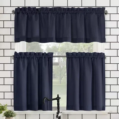 No. 918 Martine 3-pc. Rod Pocket Window Tier In Blue