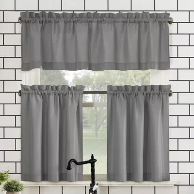 No. 918 Martine 3-pc. Rod Pocket Window Tier In Gray