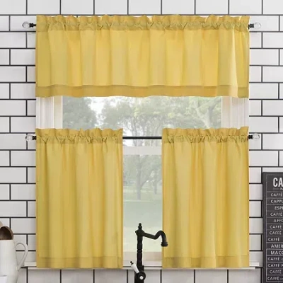 No. 918 Martine 3-pc. Rod Pocket Window Tier In Yellow