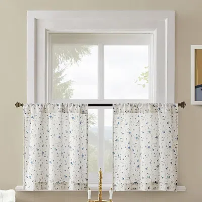No. 918 Mirabelle Ditsy Floral 2-pc. Rod Pocket Window Tier In Blue