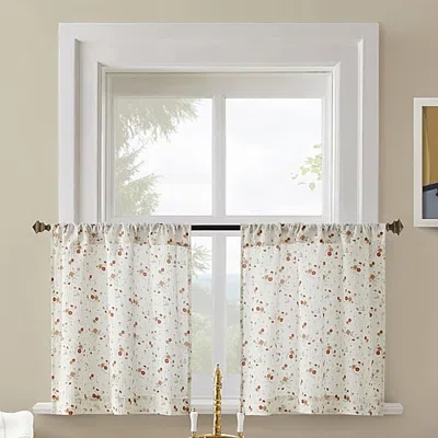No. 918 Mirabelle Ditsy Floral 2-pc. Rod Pocket Window Tier In Orange