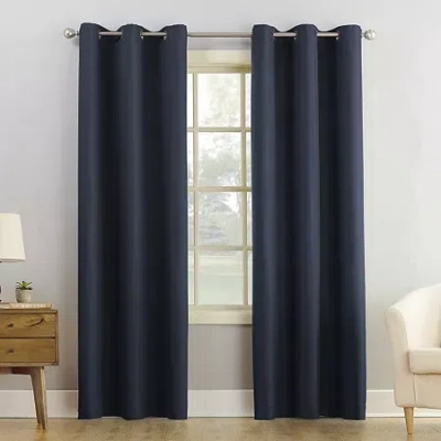 No. 918 Montego Grommet Top Sheer Single Curtain Panel In Blue