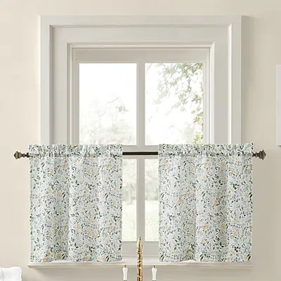 No. 918 Portia Watercolor Wildflower 2-pc. Rod Pocket Window Tier In Green