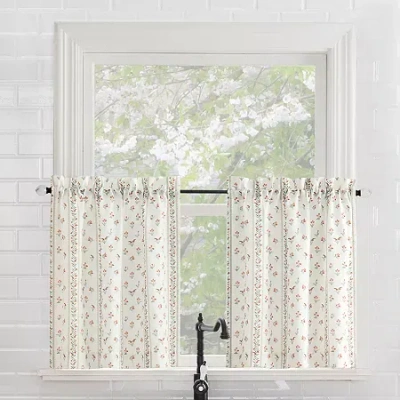 No. 918 Riverwood Floral Stripe 2-pc. Rod Pocket Window Tier In Sand