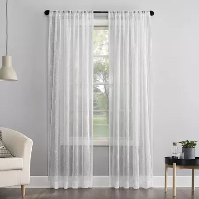 No. 918 Tamaryn Rod Pocket Sheer Single Curtain Panel In White