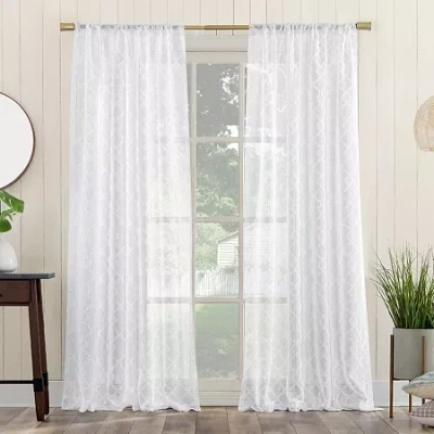 No. 918 Tina Rod Pocket Light-filtering Single Curtain Panel In White