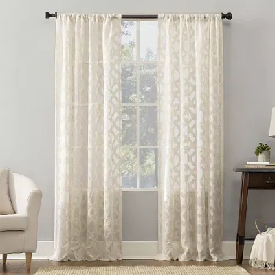 No. 918 Yvette Rod Pocket Sheer Single Curtain Panel In Sand