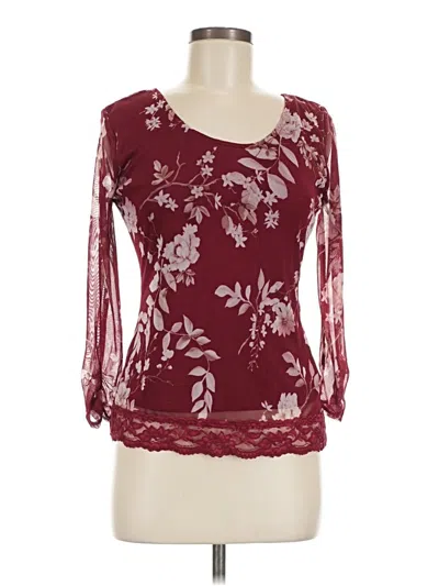 Pre-owned No Boundaries 3/4 Sleeve Blouse In Burgundy