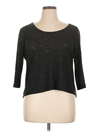 Pre-owned No Boundaries 3/4 Sleeve Top Black Scoop Neck Tops