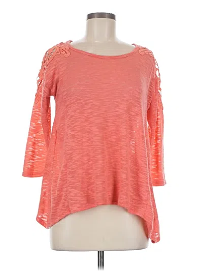 Pre-owned No Boundaries 3/4 Sleeve Top Orange Cold Shoulder Neckline Tops