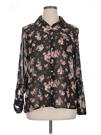 Pre-owned No Boundaries Long Sleeve Blouse In Black